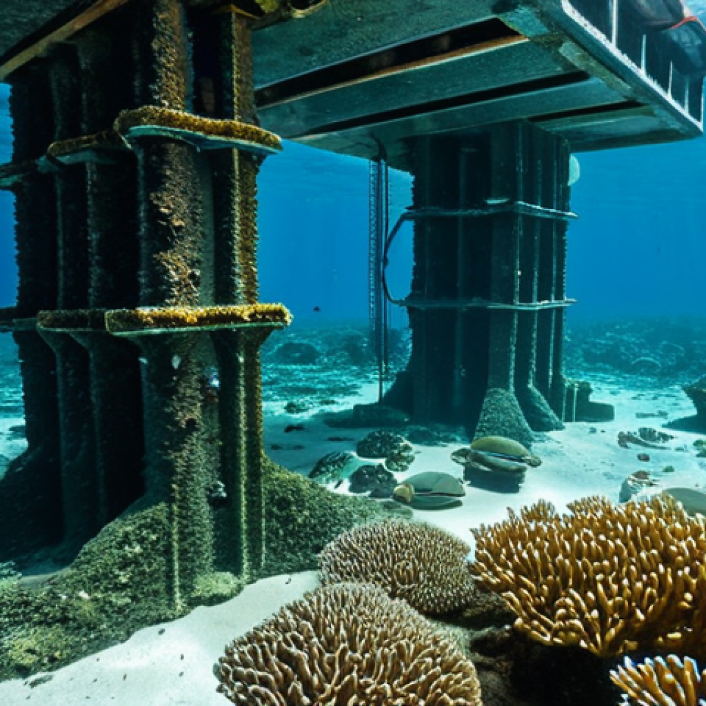 해양풍력 발전의 환경적 영향 - **Prompt 1: The Dual Nature of Offshore Wind Foundations**
    "A stunning, high-definition underwat...