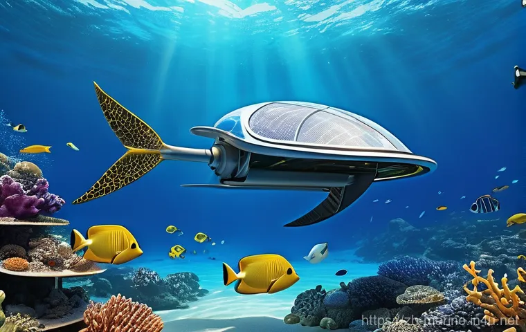 해양에너지 관련 기술 - Image Prompt 1: Tidal Stream Turbine in Harmony with Marine Life**