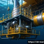 심해가스 개발의 기술적 난제 - A high-tech deep-sea natural gas platform equipment scene under extreme pressure and cold conditions...