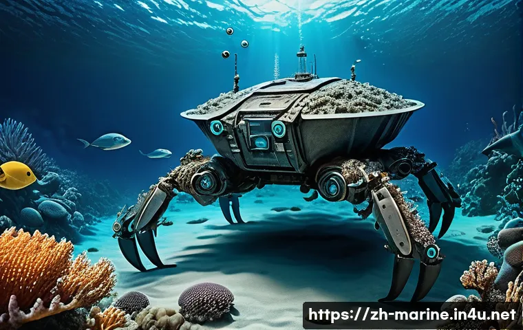 해양자원 개발과 생물 다양성 - A detailed underwater scene illustrating deep-sea mining impact: robotic mining machines disturbing ...
