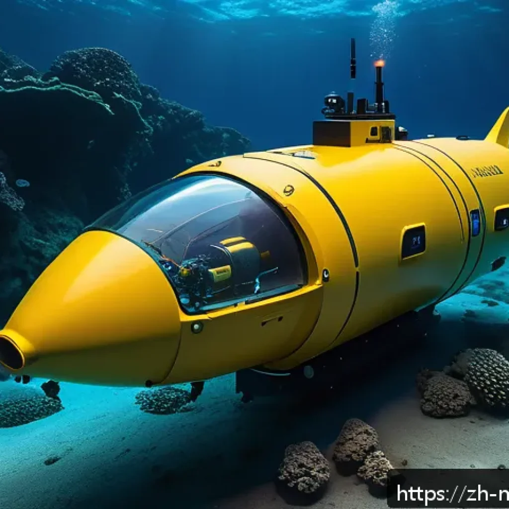 해양자원 개발의 최신 연구 동향 - A high-tech autonomous underwater vehicle (AUV) exploring the deep ocean floor, equipped with advanc...