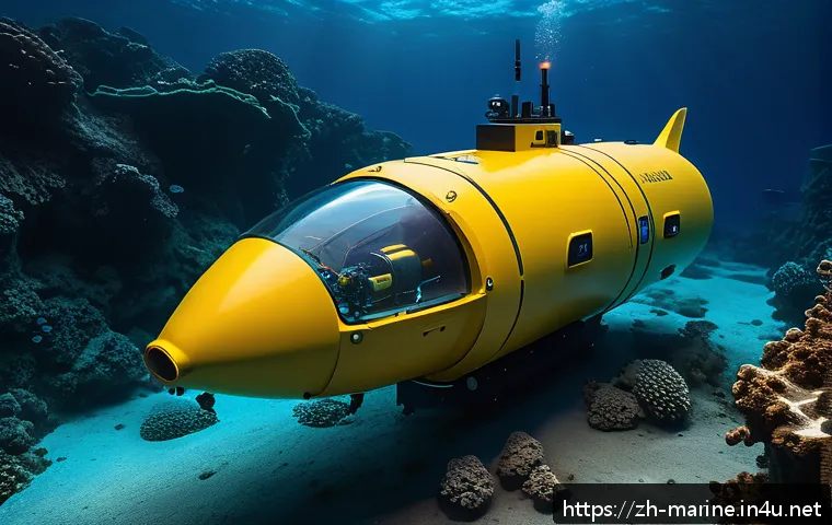해양자원 개발의 최신 연구 동향 - A high-tech autonomous underwater vehicle (AUV) exploring the deep ocean floor, equipped with advanc...