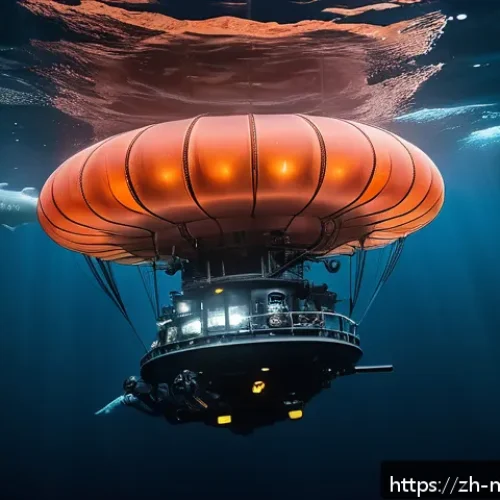 심해의 생태계와 자원 개발 - A breathtaking deep-sea exploration scene at 3000 meters depth featuring a giant siphonophore glowin...